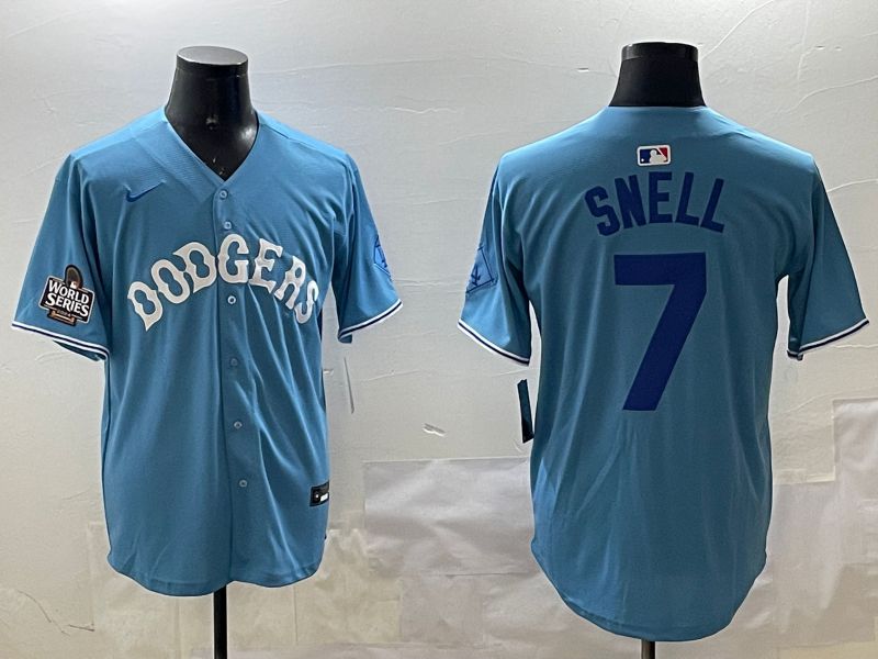 Men Los Angeles Dodgers #7 Snell Light Blue Joint Name 2025 Nike MLB Jersey style 14->los angeles dodgers->MLB Jersey